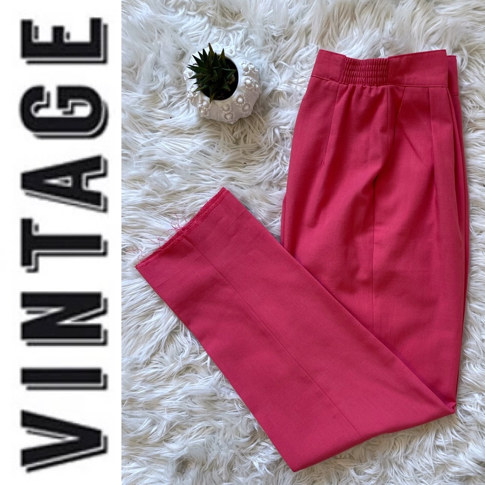 NWOT vintage BRAEMER high waist pink/coral trousers with pleas and pockets, Sz 8